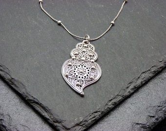 Collier Pendentif Cœur de Viana Argent Filigrane | VIANA | Romantique - KUMKA
