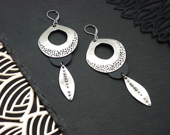 Boucles d'oreilles Tribales Argent & Cuir | MASAÏ | Option Clips
