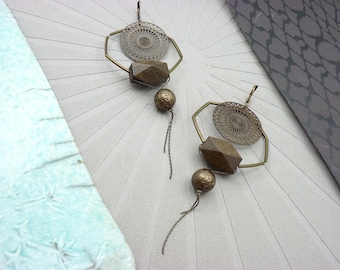 Graphic and Airy Hoop Earrings | HOT AIR BALLOON | Clip-on Option - KUMKA