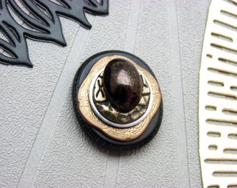 Oval Magnetic Brooch, Matte Gold Brown, Chic Style | TALISMAN | for Slim Vest & Scarf