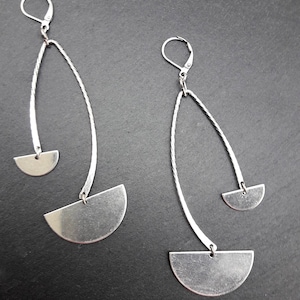 OSIRIS minimalist graphic silver metal earrings, Clip-on option, Best seller!