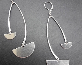 OSIRIS minimalist graphic silver metal earrings, Clip-on option, Best seller!