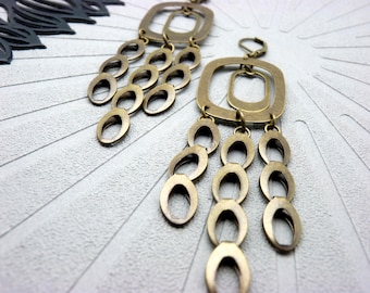 Cascade Bronze Earrings | OPUS | 70s Vintage Retro Style | Clip-on option