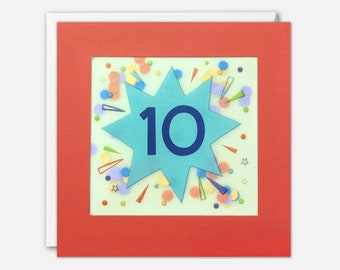 Age 10 Star Birthday Card with Paper Confetti - Paper Shakies by James Ellis