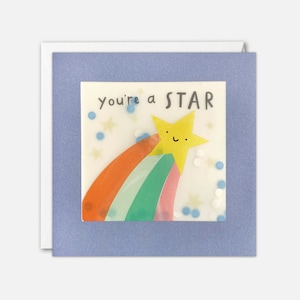 Carte d'anniversaire « You're a star » arc-en-ciel avec confettis en papier - Paper Shakies par James Ellis