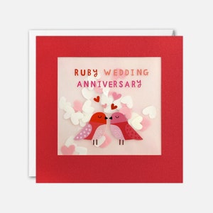 Birds Ruby Jubiläumskarte mit Konfetti - Paper Shakies von James Ellis