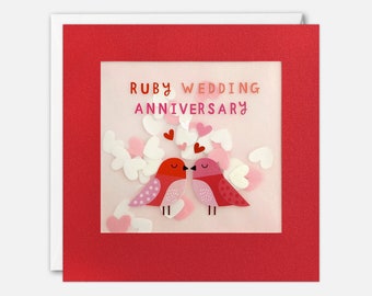 Birds Ruby Anniversary Card with Paper Confetti - Paper Shakies by James Ellis