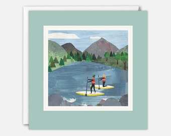 Cartão de arte do lago Paddle Boarder por Christina Carpenter