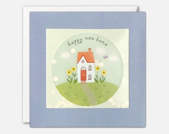 Haus und Sonnenblumen Happy New Home Karte mit Papier Konfetti - Paper Shakies von James Ellis