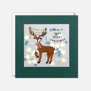 Carte de Noël renne avec confettis en papier - Paper Shakies par James Ellis