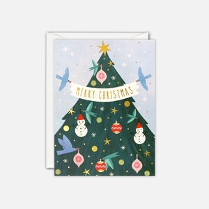 Mini biglietto di Natale con albero e uccelli di James Ellis