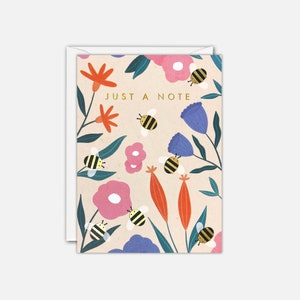 Bees and Flowers Mini Just a Note Card by James Ellis