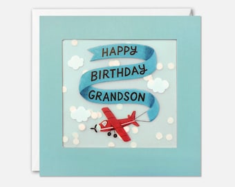 Grandson Aeroplane Birthday Card with Paper Confetti - Paper Shakies by James Ellis