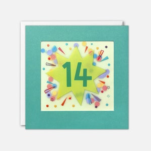 Cartão de aniversário de estrela de 14 anos com confete de papel - Paper Shakies por James Ellis