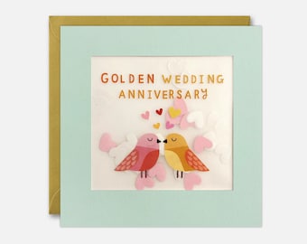 Birds Golden Anniversary Card with Paper Confetti - Paper Shakies by James Ellis