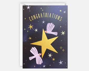 Birds and Star Congratulations Card by James Ellis