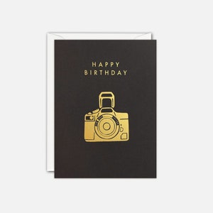 Mini cartão de aniversário Gold Camera por James Ellis