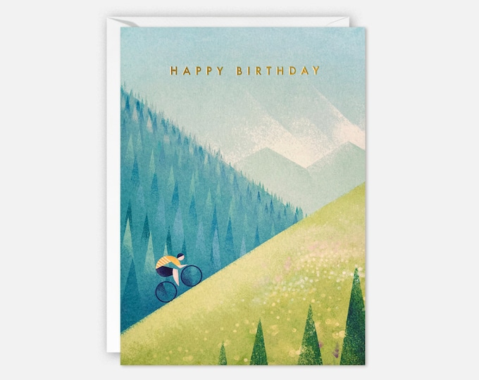 Cyclist Birthday Card by James Ellis