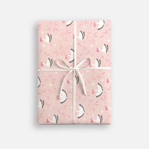 Pink Storks Wrapping Paper by James Ellis