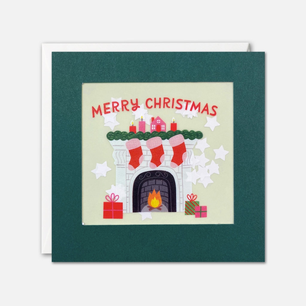 Carte De Noël Pour Maman Et Papa 23x15 Cm - Inscription "With Love To You Mum And Dad At Christmas", Design Cheminée Et Sapin