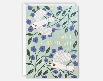 Birds and Flowers Anniversary Card by James Ellis