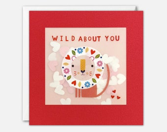 Lion Valentine's Day Card with Paper Confetti - Paper Shakies by James Ellis