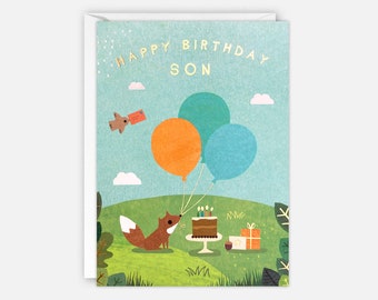 Son Fox Birthday Card by James Ellis