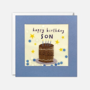 Carte d'anniversaire « Son Cake » avec des confettis en papier - Paper Shakies par James Ellis