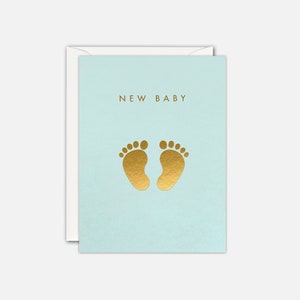 Gold Feet Mini New Baby Card in Blue by James Ellis