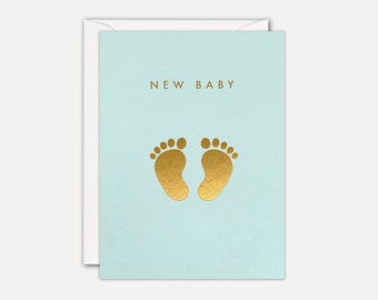 Gold Feet Mini New Baby Card in Blue by James Ellis