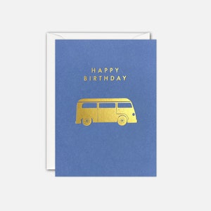 Gold Campervan Mini Geburtstagskarte von James Ellis