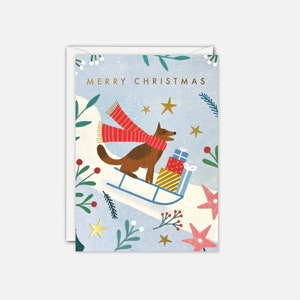 Mini carte de Noël pour chiens de traîneau par James Ellis
