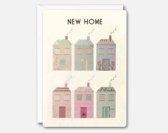 Houses New Home Retro Press Card by James Ellis