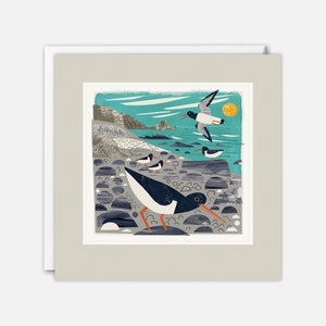 St Loy's Cove Oystercatchers Kunstkarte von Matt Johnson