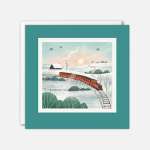 Cartolina artistica del treno a vapore di Holly Astle