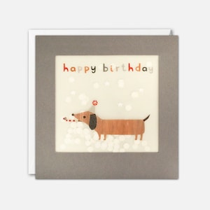 Carte d'anniversaire teckel avec confettis en papier - Paper Shakies par James Ellis