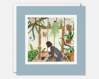 Succulent House Art Card by Rachel Victoria Hillis