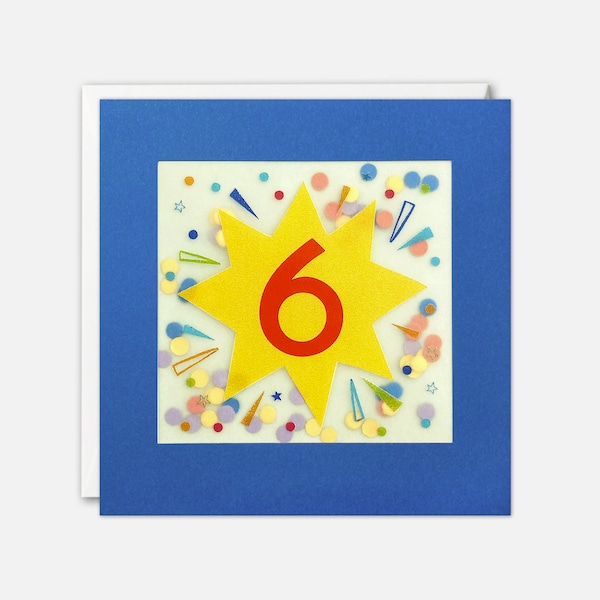 Age 6 Star Birthday Card with Paper Confetti - Paper Shakies by James Ellis