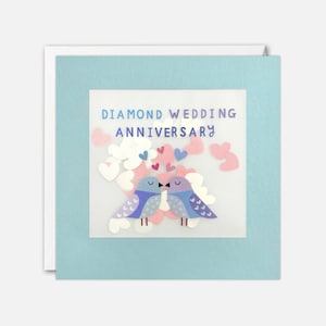 Carte d'anniversaire diamant Oiseaux avec confettis en papier - Paper Shakies par James Ellis