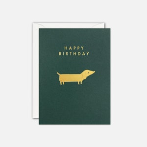 Mini tarjeta de cumpleaños dorada de Dachshund de James Ellis