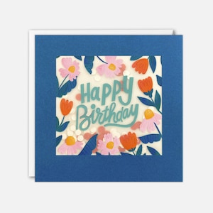 Blaue Blumen Geburtstagskarte mit Konfetti - Paper Shakies von James Ellis
