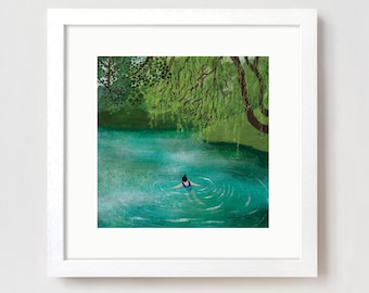 Swimming Pond Art Print by Rachel Victoria Hillis