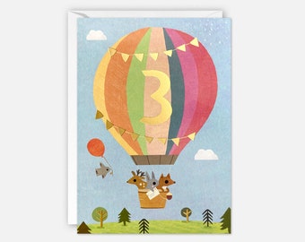 Age 3 Balloon Birthday Card by James Ellis