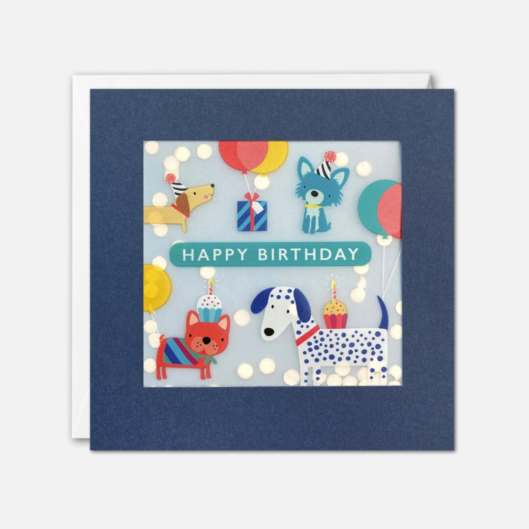 Dogs and Balloons Birthday Card With Paper Confetti Paper Shakies by ...