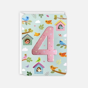 Age 4 Birds Birthday Card by James Ellis