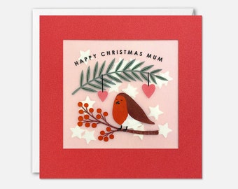 Mum Robin Christmas Card with Paper Confetti - Paper Shakies by James Ellis