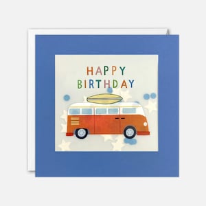 Carte d'anniversaire Surfer Van avec confettis en papier - Paper Shakies par James Ellis
