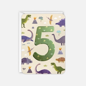 Tarjeta de cumpleaños de dinosaurios para niños de 5 años, de James Ellis