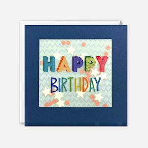 Carte d'anniversaire avec texte coloré avec confettis en papier - Paper Shakies par James Ellis