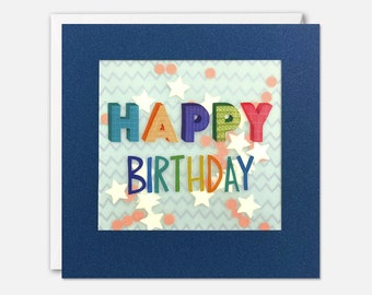 Colourful Text Birthday Card with Paper Confetti - Paper Shakies by James Ellis